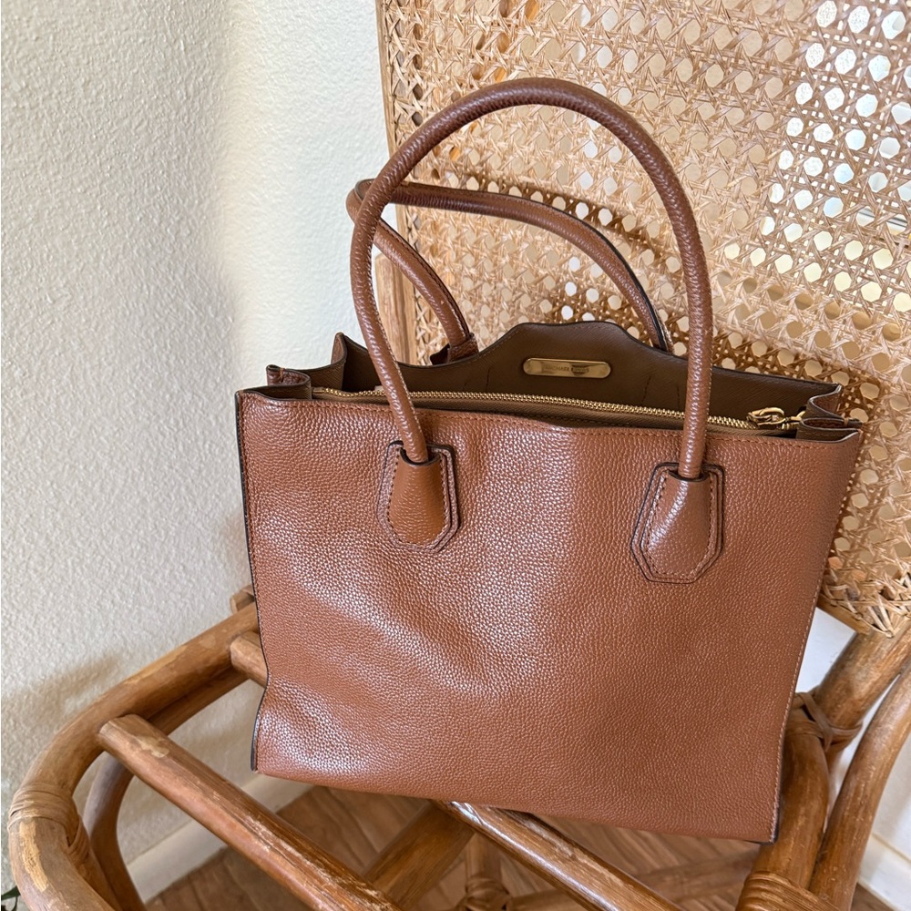 Michael Kors Cognac Brown Pebbled Leather Satchel - Picture 3 of 16